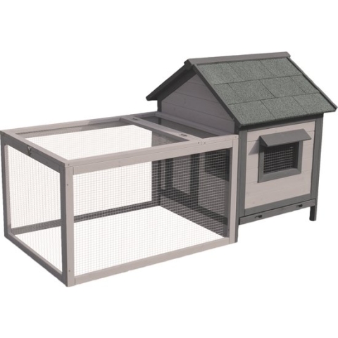 Flamingo konijnenhok Grace Cottage - 146 x 75 x 83 cm - Grijs