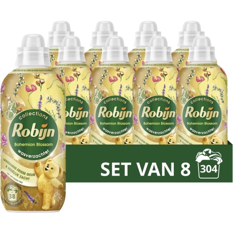 8x Robijn Wasverzachter Bohemian Blossom 38 Wasbeurten 765 ml