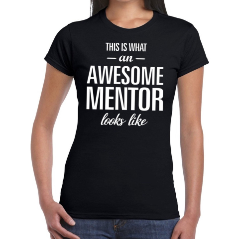 Awesome mentor cadeau t-shirt zwart voor dames M -