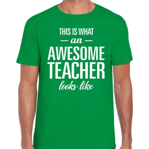 Awesome Teacher cadeau meesterdag t-shirt groen heren S -