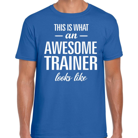 Awesome trainer cadeau t-shirt blauw voor heren 2XL -