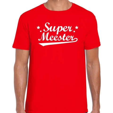 Super meester cadeau t-shirt rood heren XL -