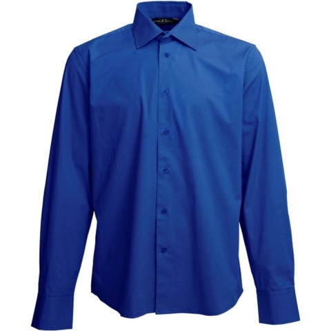 Lemon & Soda Heren casual overhemd - kobalt blauw - katoen/polyester XL -
