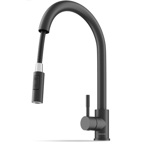 Nevana Keukenkraan– Uittrekbare Uitloop, 2 Straalstanden, Waterbesparend – 22,5 x 22,5 x 39 cm – Zw