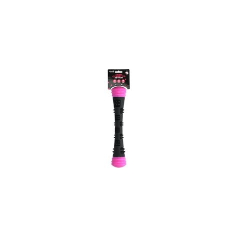 Dog Comets Meteor Werpstok - Hondenspeelgoed - Stuiterend - Rubber - L - 32 cm - Roze/Zwart