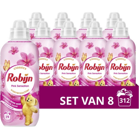 8x Robijn Wasverzachter Pink Sensation 39 Wasbeurten 780 ml