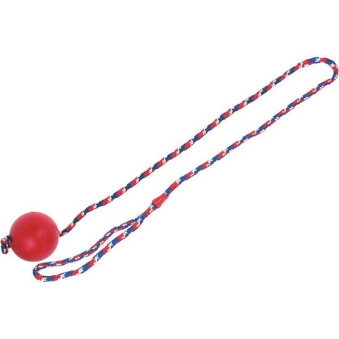 Flamingo Rubber Bal Met Koord Rood - Hondenspeelgoed - 67 cm - Rood