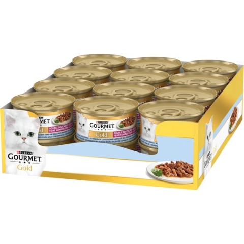Gourmet Gold Luxe Mix - Kattenvoer Natvoer - Zeevis & Spinazie - 24 x 85 g