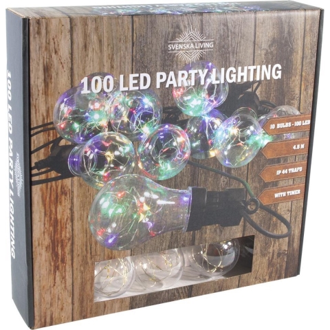 Feestverlichting timer lichtsnoer met 10 bolletjes 450 cm -