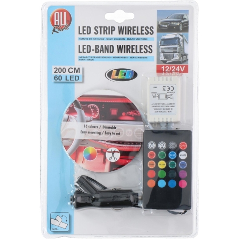 LED-Strip - 2M - met afstandsbediening - dimbaar - 60 LED - incl. autoaansluiting -