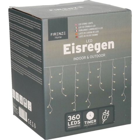 IJspegelverlichting lichtsnoer - 720 cm - 360 led lampjes - warm wit - met timer -