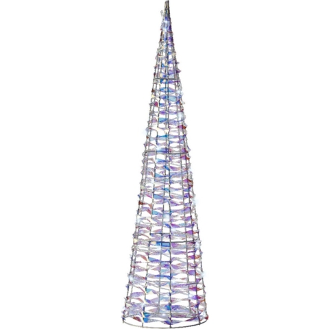 LED kegel kerstboom lamp - zilver parelmoer - 40 leds wit - D18 x H80 - timer -