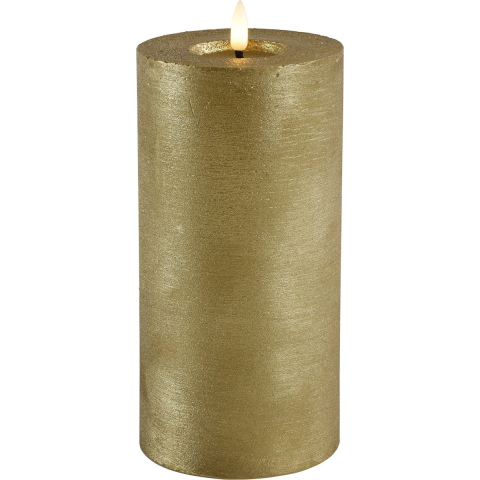 LED kaars/stompkaars - goud - D10 x H20 cm - timer - warm wit -