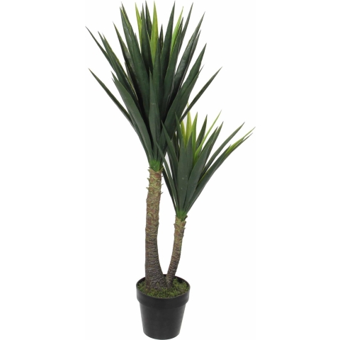 Mica Decorations Kunstplant - Yucca - groen - 120 cm - in zwarte pot -