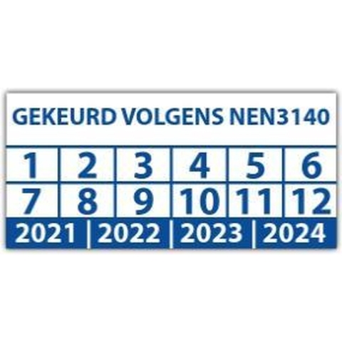 Keuringssticker gekalibreerd op rechthoek 50 x 25 mm - 250 stuks (op rol)
