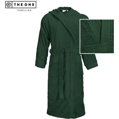 The One Towelling TH1095 Bathrobe Hooded - Dark Green - S/M