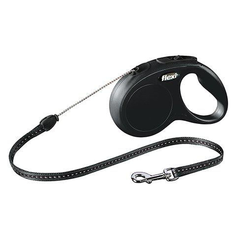 Flexi New Classic Koord - Hondenriem - Zwart - S - 8 meter - <12 kg