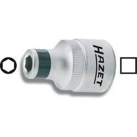 HAZET Adapter 2250-4 · 1/2 inch (12,5 mm) vierkant hol · 1/4 inch (6,3 mm) zeskant hol · Lengte: 35 mm