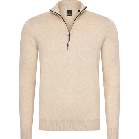 Mario Russo Half Zip Sweater - Trui Heren - Sweater Heren - Coltrui Heren - 3XL - Beige
