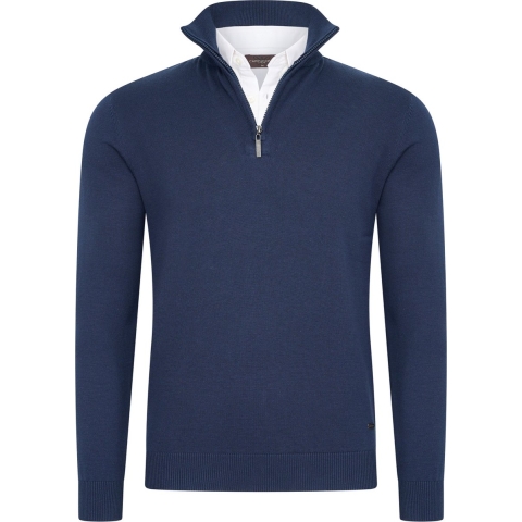 Cappuccino Italia - Heren Trui Mock Zip Pullover - Blauw - Maat XL