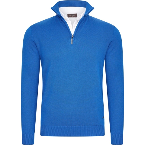 Cappuccino Italia - Heren Trui Mock Zip Pullover - Blauw - Maat XXL