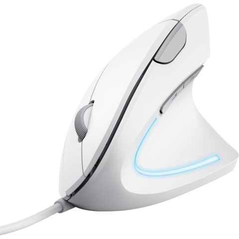 Trust VERTO ERGO Muis Kabelgebonden Optisch Wit 6 Toetsen 1600 dpi Ergonomisch