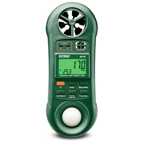 Extech 45170 Temperatuurmeter -100 - +1300 °C Sensortype K Multifunctionele 4-in-1 milieumeter