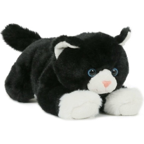 Semo Knuffel kat poes - zwart/ wit - pluche knuffel dieren - 25 cm -