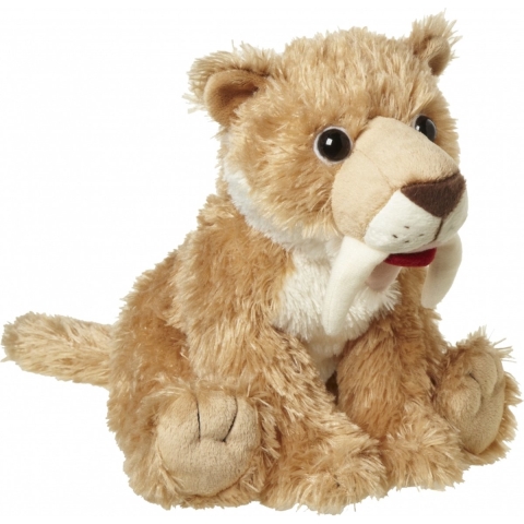 Nature Planet Pluche Sabeltand tijger - knuffeldier - 24 cm - wilde dieren knuffel -