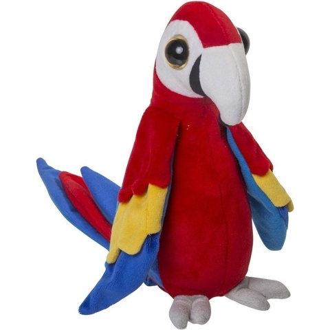 Nature Planet pluche papegaai knuffel - rood - 38 cm - vogels - dieren -