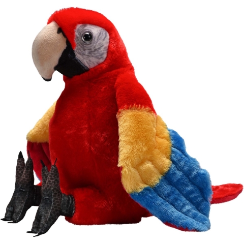 Wild Republic Ara knuffel - rood - pluche - 33 cm - vogels - dieren - papegaai -