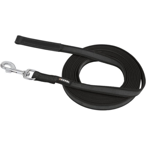Kerbl-Hondenriem-5-m-rubber-zwart-81044
