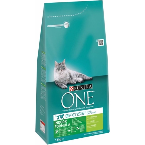 PURINA® ONE Indoor Rijk aan Kalkoen & Volkoren Granen brokjes 1,5 kg