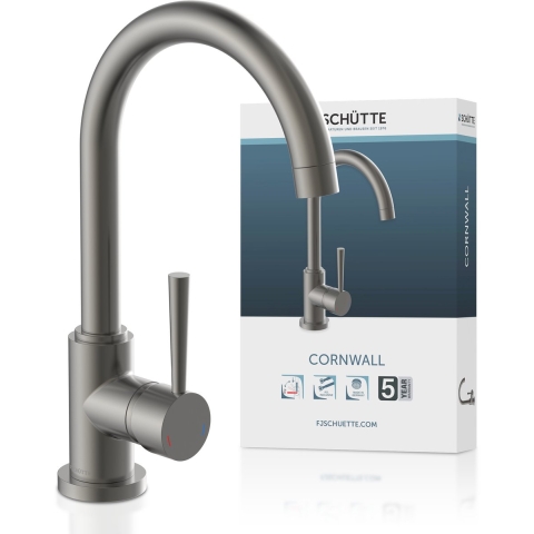 Schutte CORNWALL ééngreepsmengkraan keuken met ronde uitloop| grafiet mat
 - 79162 79162