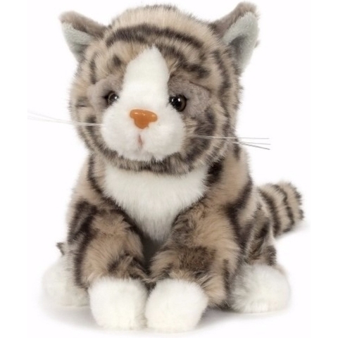 Semo Pluche knuffel kat/poes - Cyperse kat - grijs - 16 cm -