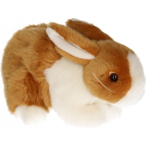Pluche Knuffel konijn - bruin met wit - pluche dieren knuffels - 20 cm - konijnen -