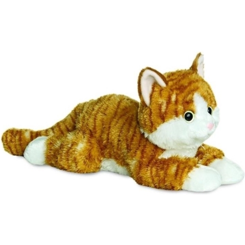 Aurora Pluche kat/poes - rood - 20 cm - Knuffeldieren katten - speelgoed -