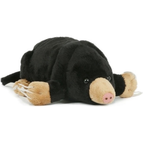 Pluche knuffel dier Mol - zwart - 23 cm - liggend - Mollen knuffeltjes -