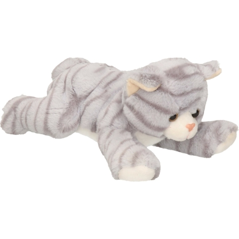 Pluche poes/kat knuffel - grijs - 25 cm - speelgoed knuffels -