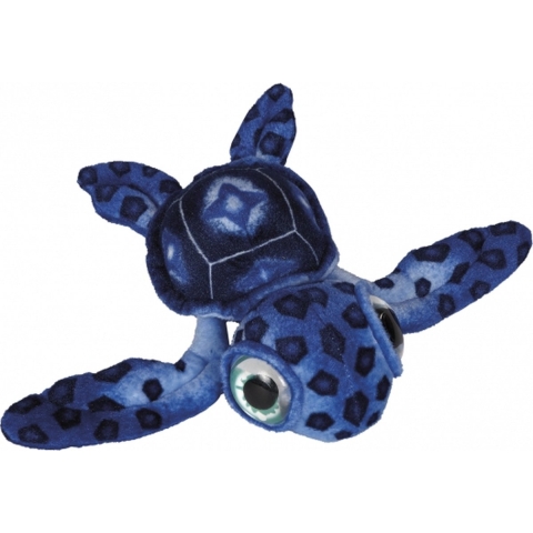 Pluche zeeschildpad knuffel - blauw - groot formaat van 39 cm - zeedieren -