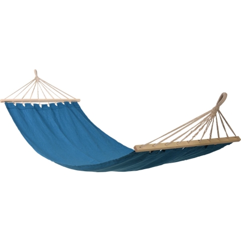 Hangmat Beach Vibes - blauw - 200 x 100 cm - met houten/touwen frame -