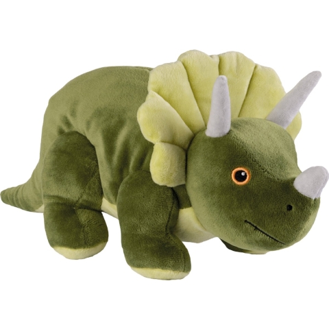 Warmte/magnetron opwarm knuffel - Dinosaurus/Triceratops - groen - 35 cm - pittenzak -
