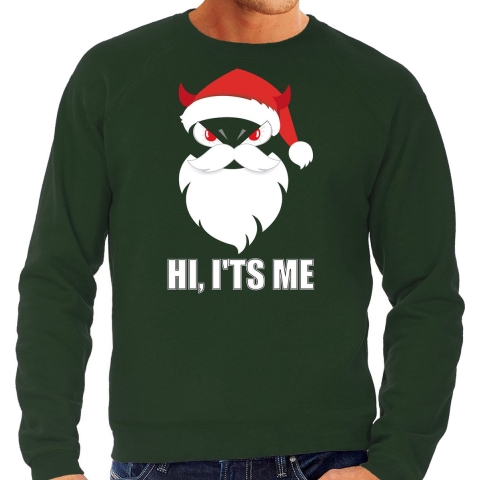 Devil Santa Kerst sweater / Kerst outfit Hi its me groen voor heren L -
