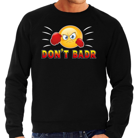 Funny emoticon sweater Dont Badr zwart heren 2XL (56) -