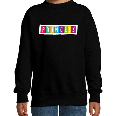 Princess fun tekst sweater zwart kids 3-4 jaar (98/104) -