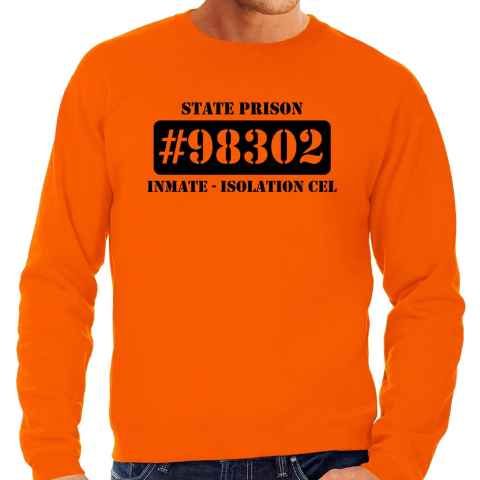 Boeven / gevangenen isolation cel verkleed sweater oranje heren L -