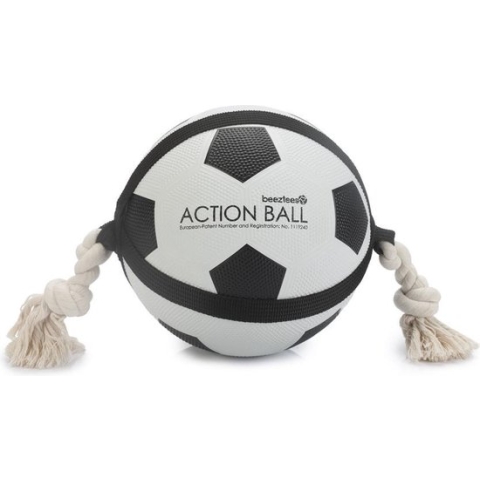 Beeztees Action Voetbal Met Touw - Hondenspeelgoed - 22 cm
