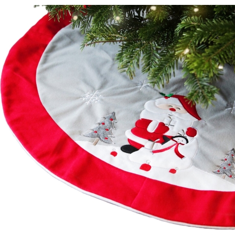 Kerstboomrok - kerst thema - rood/wit - D90 cm - polyester - kerstboomkleed -