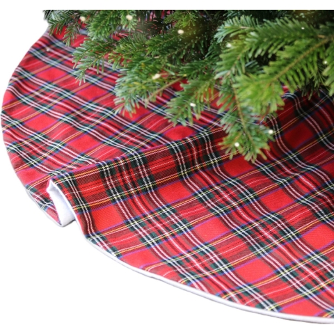 Unique Living Kerstboomrok - geruit - rood - D90 cm - polyester - kerstboomkleed -