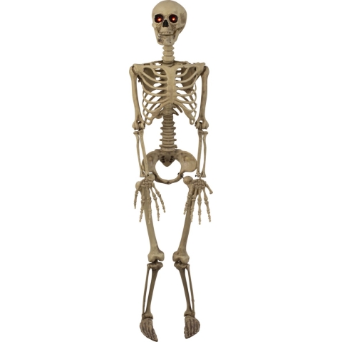 Halloween/horror thema hang decoratie skelet - met LED licht ogen - griezel pop - 90 cm -